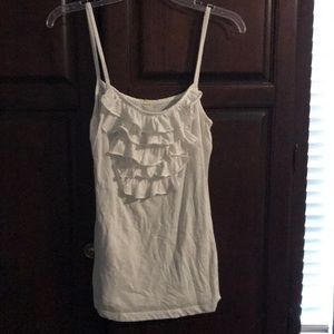 White ruffle jcrew tank